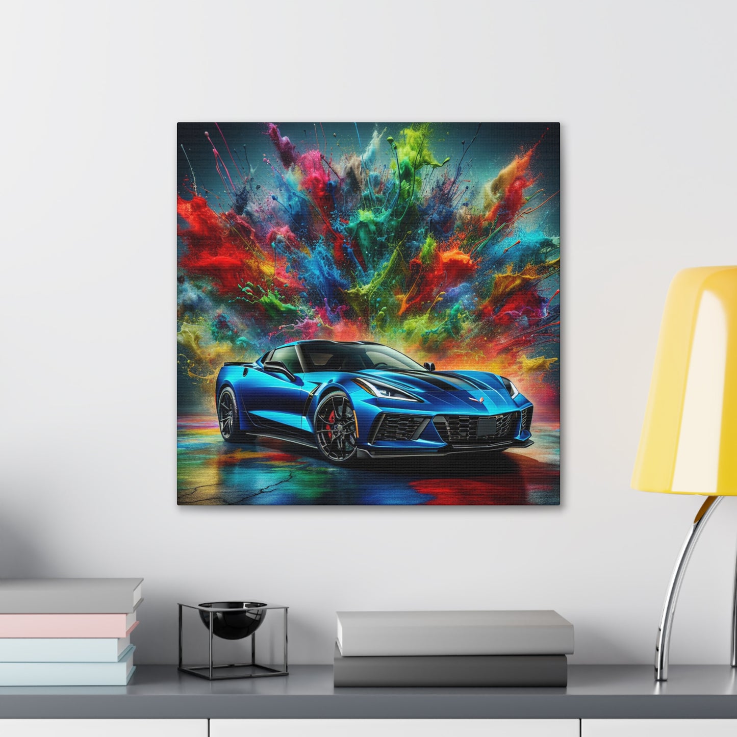 Chevrolet Corvette Canva Painting - Classic Car Wall Art - Vintage Vehicle Home Decor - Retro Auto Enthusiast Gift - Automotive Fine Art