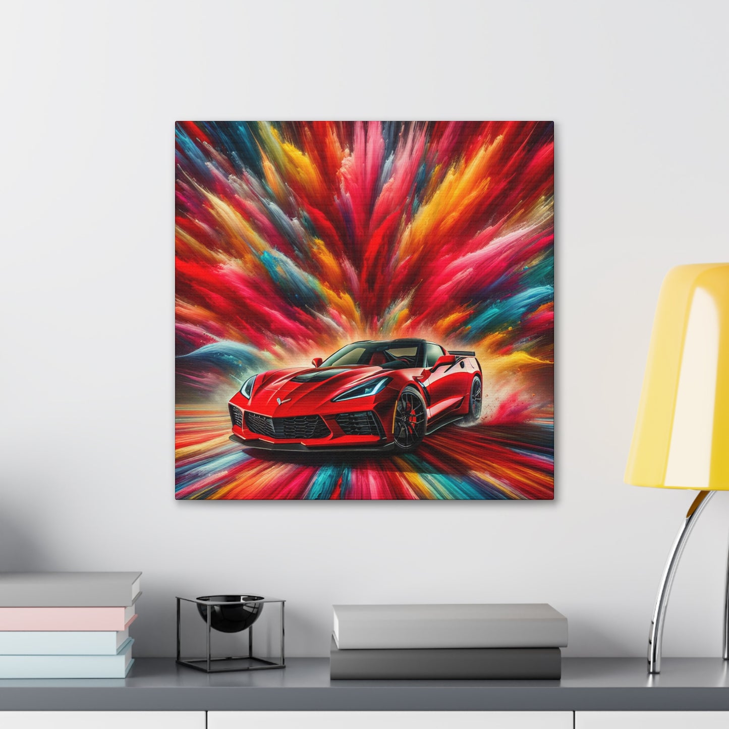 Chevrolet Corvette Wall Art, Automotive Canva Painting, Car Enthusiast Gift, Vintage Sports Car Decor, Modern Office and Home Wall Décor