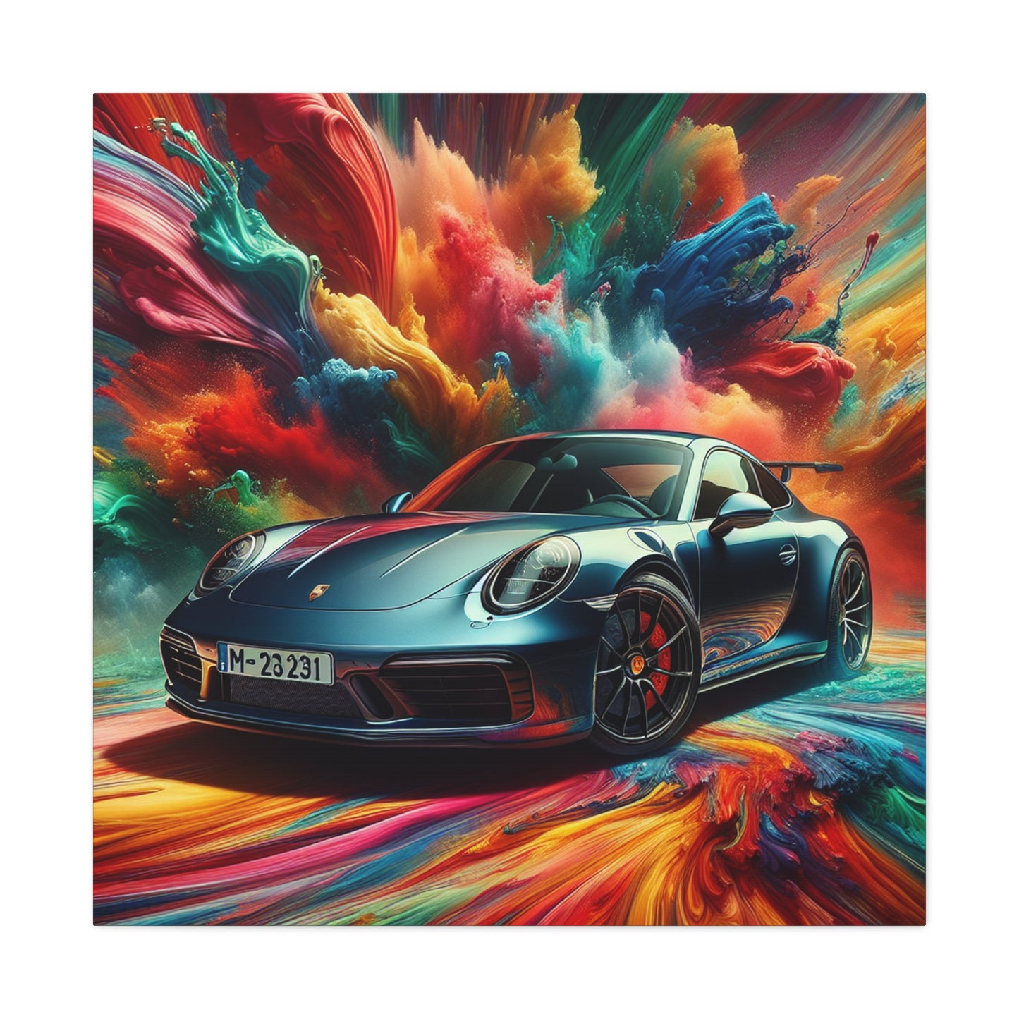 Porsche 911 Canva Painting - Handmade Wall Art, Sports Car Decor, Gift for Car Lovers and Collectors, Home and Office Décor