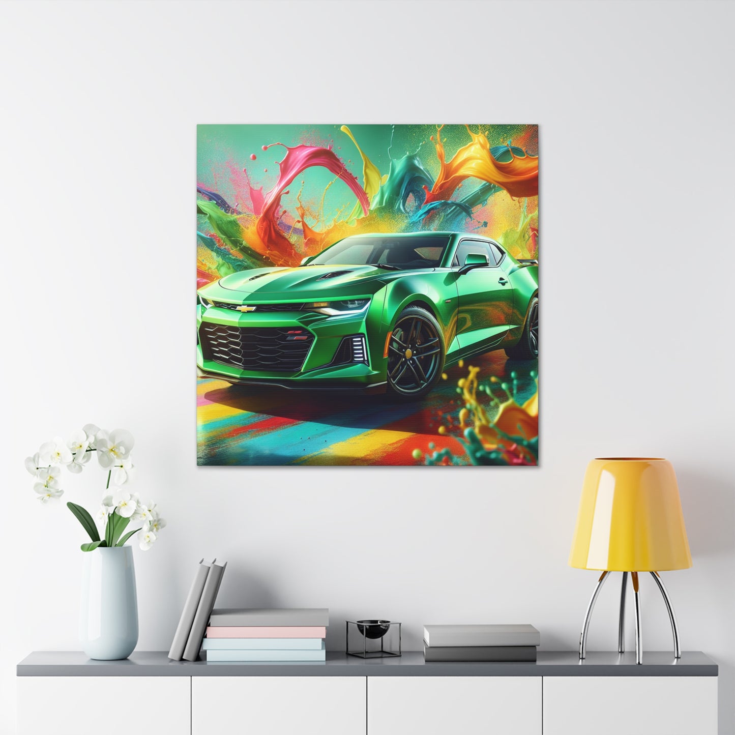 Chevrolet Camaro Painting, Car Wall Art, Automotive Decor, Canva Print, Home Decor, Gift for Car Lovers, Garage Art, Classic Car Illustration