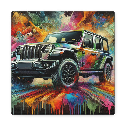 Jeep Wrangler Canva Painting, Off-Road Action Art, Modern Home Decor, Gift for Jeep Lovers, Large Wall Hanging Decorative Print