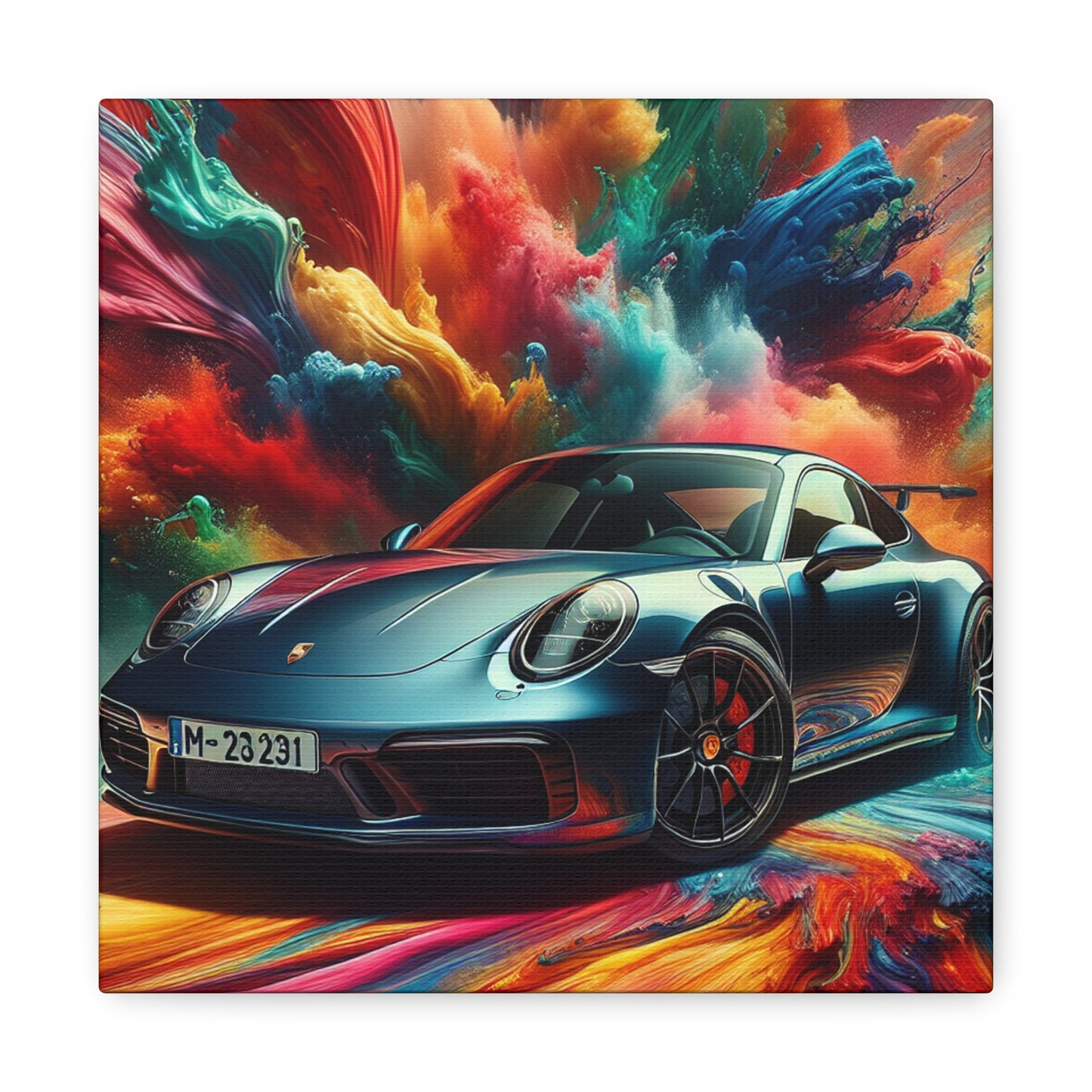 Porsche 911 Canva Painting - Handmade Wall Art, Sports Car Decor, Gift for Car Lovers and Collectors, Home and Office Décor