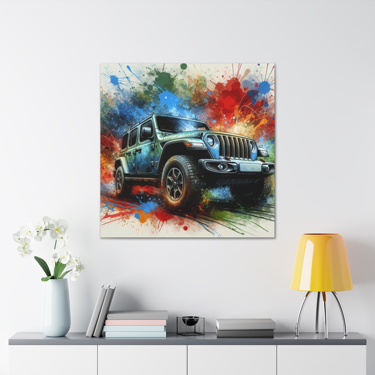Jeep Wrangler Canva Art, Off-Road Adventure Wall Decor, Car Painting, Unique Gift for Jeep Lovers and Automobile Enthusiasts