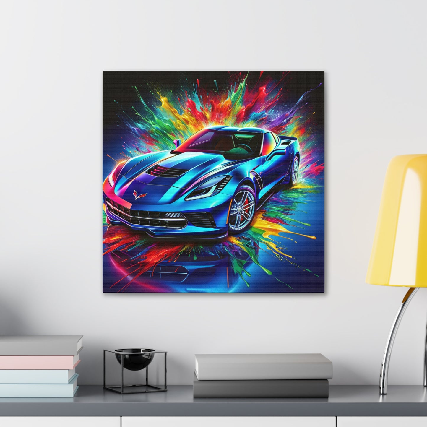 Chevrolet Corvette Canva Painting, Classic Car Wall Art, Vintage Corvette Home Decor, Car Enthusiast Gift, Man Cave Accessory