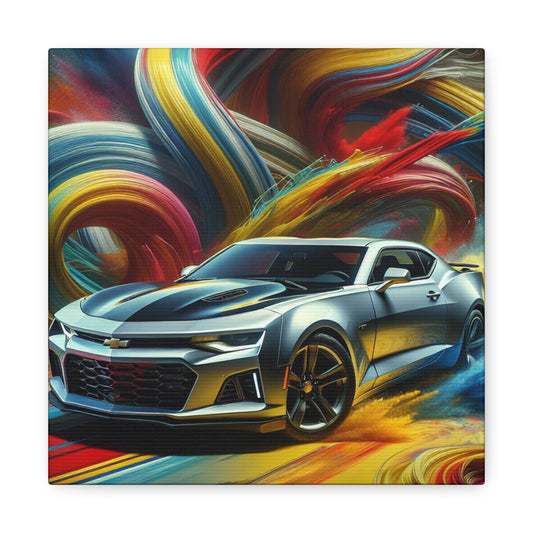 Chevrolet Camaro Canva, Classic Cars Artwork, Vintage Car Painting, Garage Decor, Man Cave Wall Hanging, Automobile Enthusiast Gift