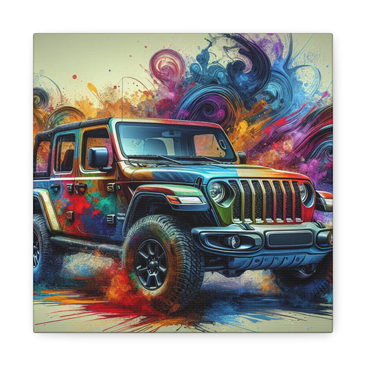 Jeep Wrangler Wall Art, Offroad SUV Themed Canva Painting, Authentic Car Design, Perfect Gift for Enthusiasts and Home Decor Lovers