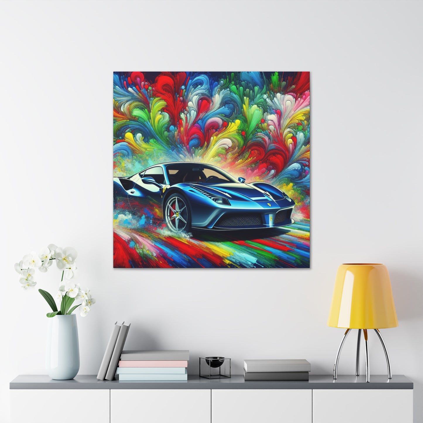 Luxury Ferrari Car Wall Art, Italian Supercar Canva Painting, Home Decor, Office Wall Hanging, Gift for Car Lovers, Handmade Oil Print