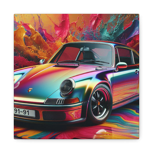 Vintage Porsche 911 Car Canvas Painting - Handmade Artwork for Home and Office Decor, Perfect Gift for Car Lovers and Enthusiasts