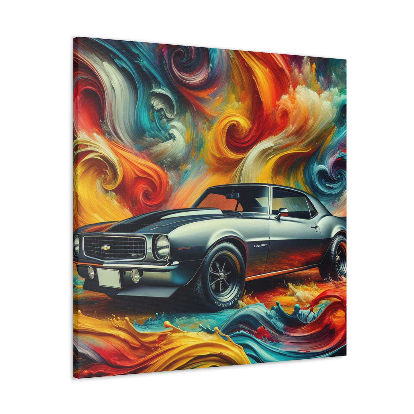 Chevrolet Camaro Artwork, Vintage Style Canva Painting - Perfect for Garage Decor, Car Enthusiasts, and Unique Home Decor Pieces