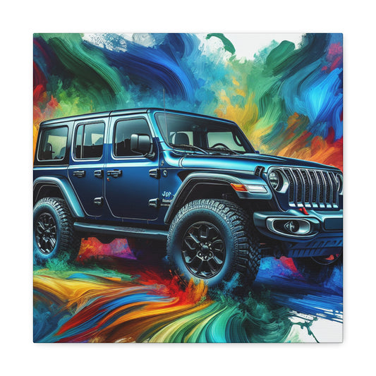 Jeep Wrangler Canva Painting - Modern Wall Art, Car Enthusiast Gift, Unique Jeep Artwork, Vibrant Home Decor, Off-road Adventure Painting