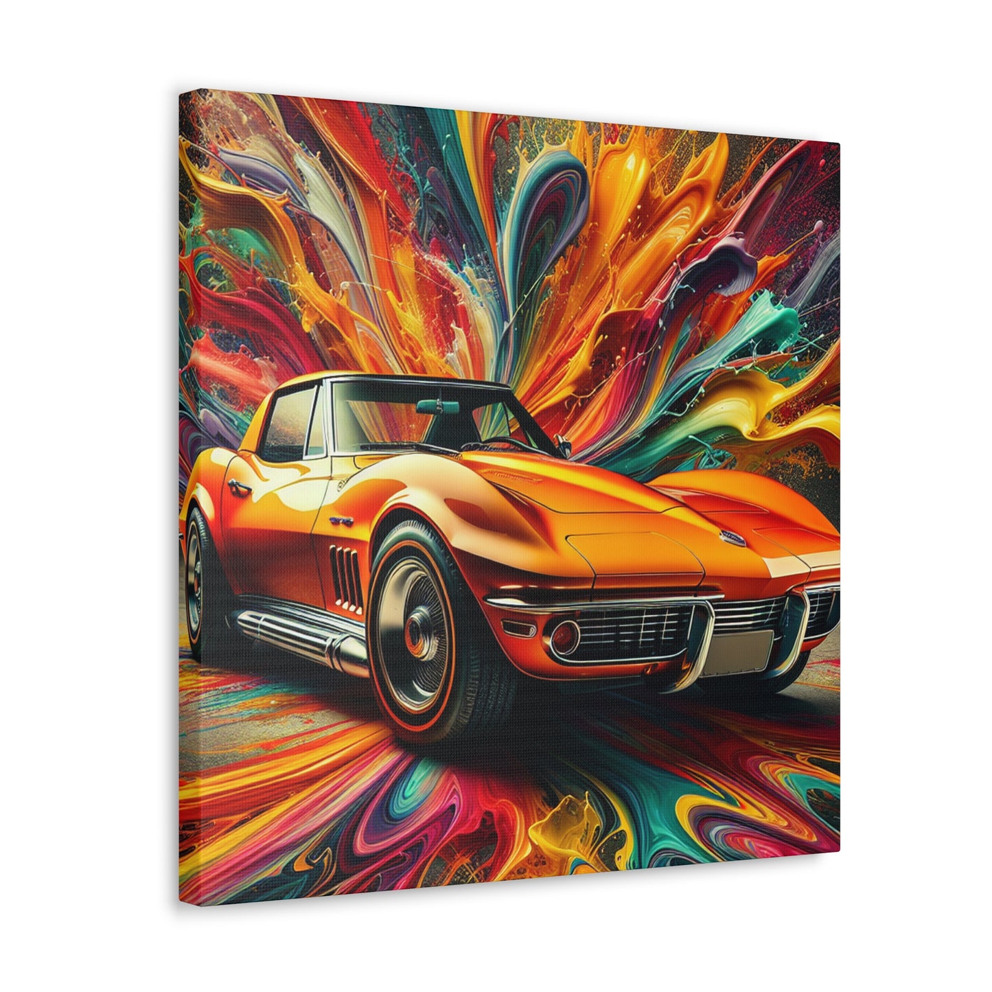 Chevrolet Corvette Canva Painting, Car Enthusiast Wall Decor, Classic Car Art, Vintage Style Home Decoration, Unique Gift, Man Cave Art