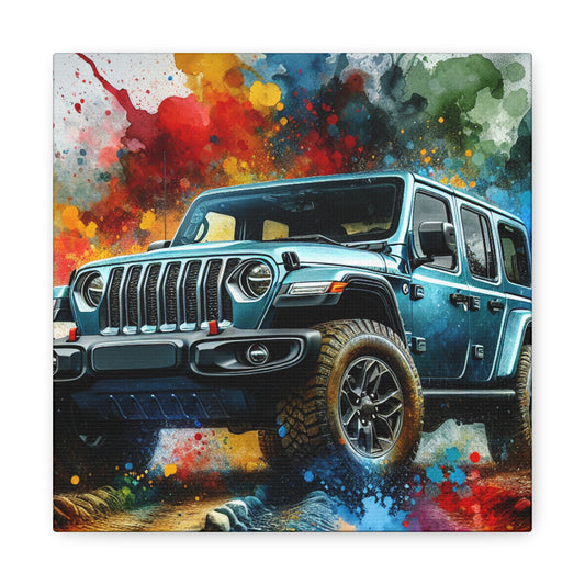 Jeep Wrangler Wall Art Canva Painting, Off-Road Decor, Grunge Style, Custom Car Print, Garage Artwork, Gift for Car Lovers and Jeep Enthusiasts