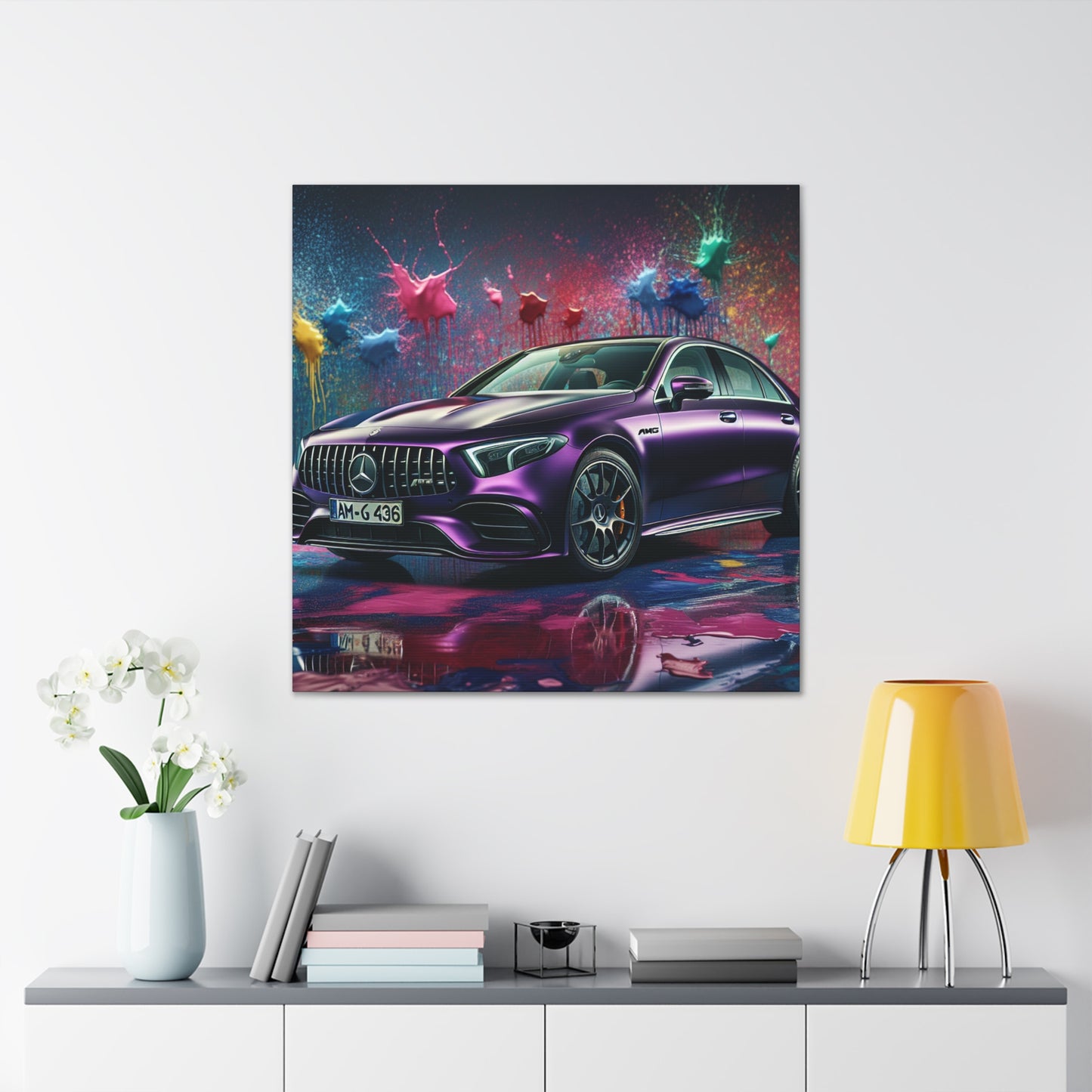 Mercedes AMG Wall Art, Luxury Car Canva Painting, Home Decor, Gift for Car Lovers, Modern Garage and Office Artwork