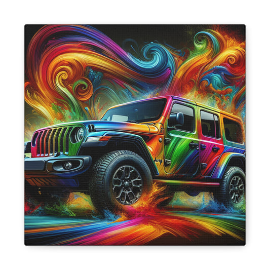 Jeep Wrangler Canva Artwork - Handpainted Detailed Wall Decor for Car Enthusiasts and Home Decorations, Authentic Car Lover's Gift