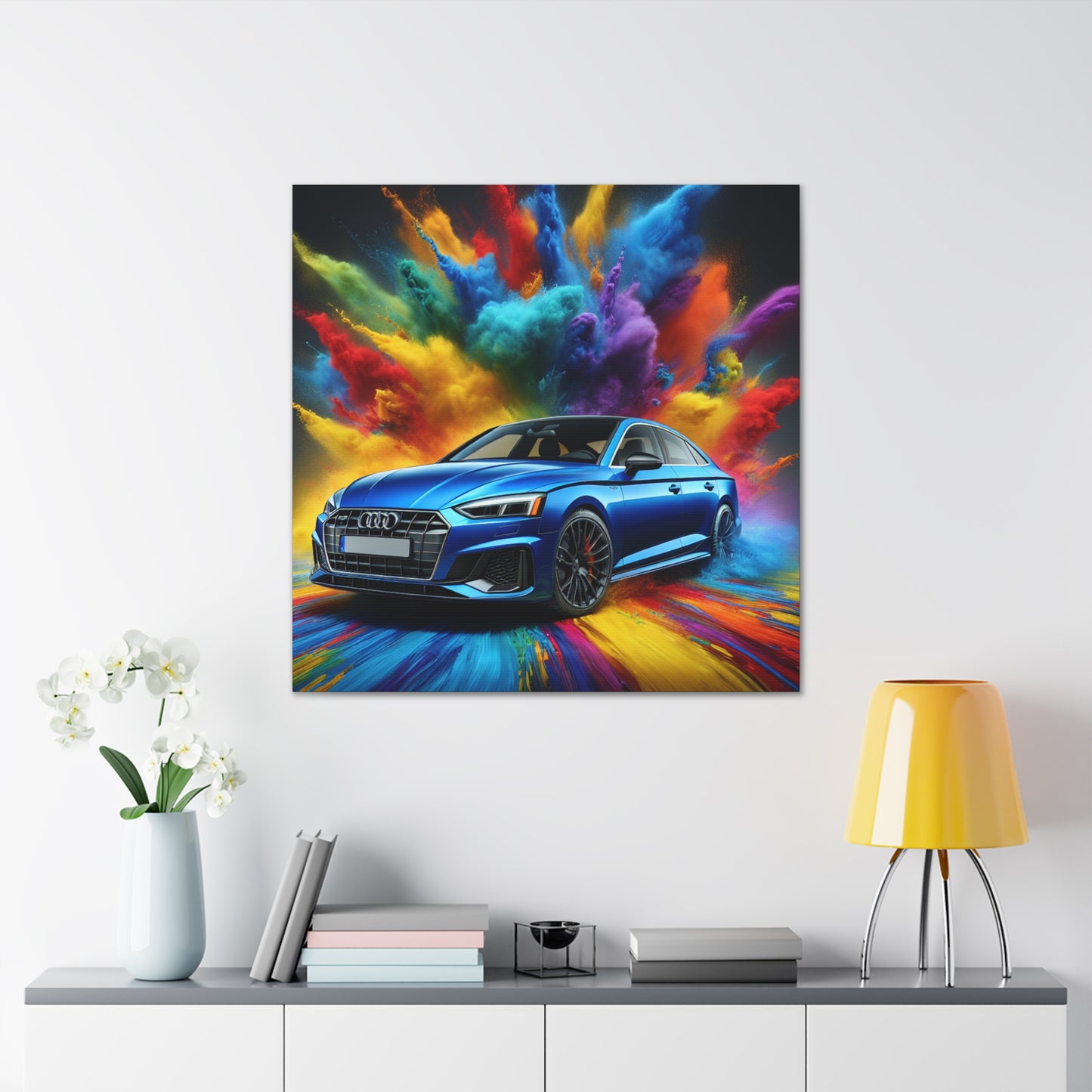 Audi A5 Mountain Landscape Print, Large Size Car Canva Painting, Living Room Wall Art Home Decor