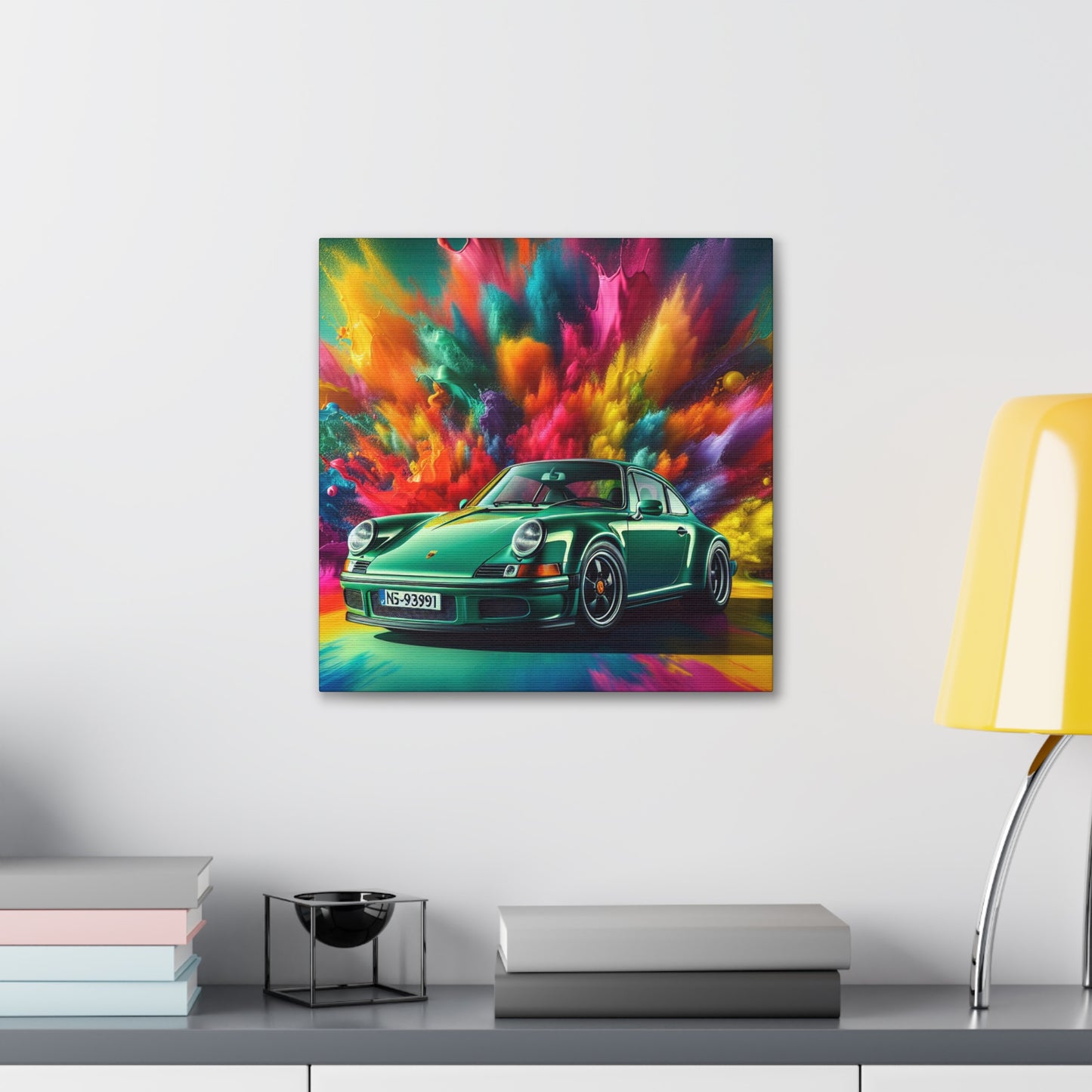 Vintage Porsche 911 Canva Painting, Car Art Wall Decor, Luxury Sports Car Print, Collectors Item, Bespoke Canva Artwork for Car Enthusiasts