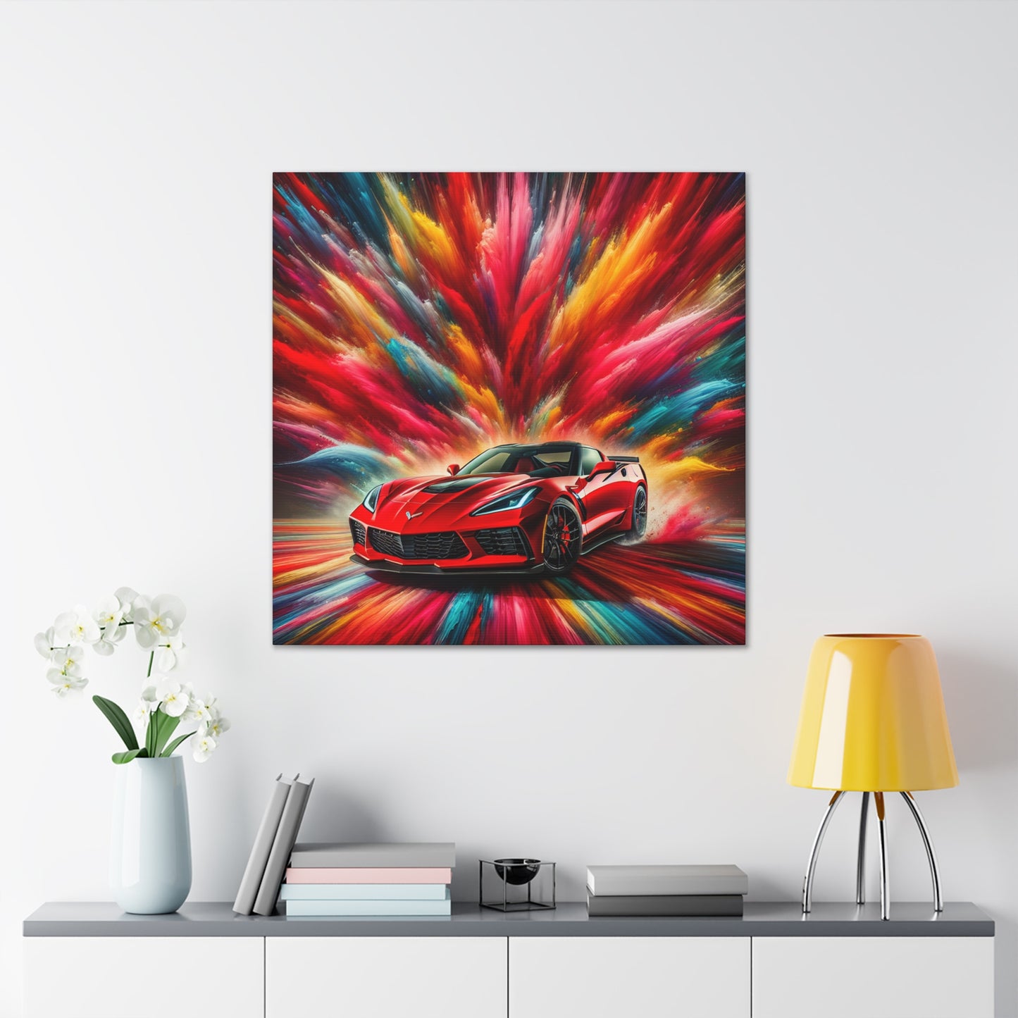 Chevrolet Corvette Wall Art, Automotive Canva Painting, Car Enthusiast Gift, Vintage Sports Car Decor, Modern Office and Home Wall Décor