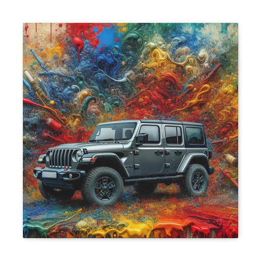 Jeep Wrangler Wall Art Canva, Off-Road Vehicle Painting, Unique Garage Decor, Adventure Inspired Art, 4x4 Truck Poster, Perfect Gift for Jeep Lovers