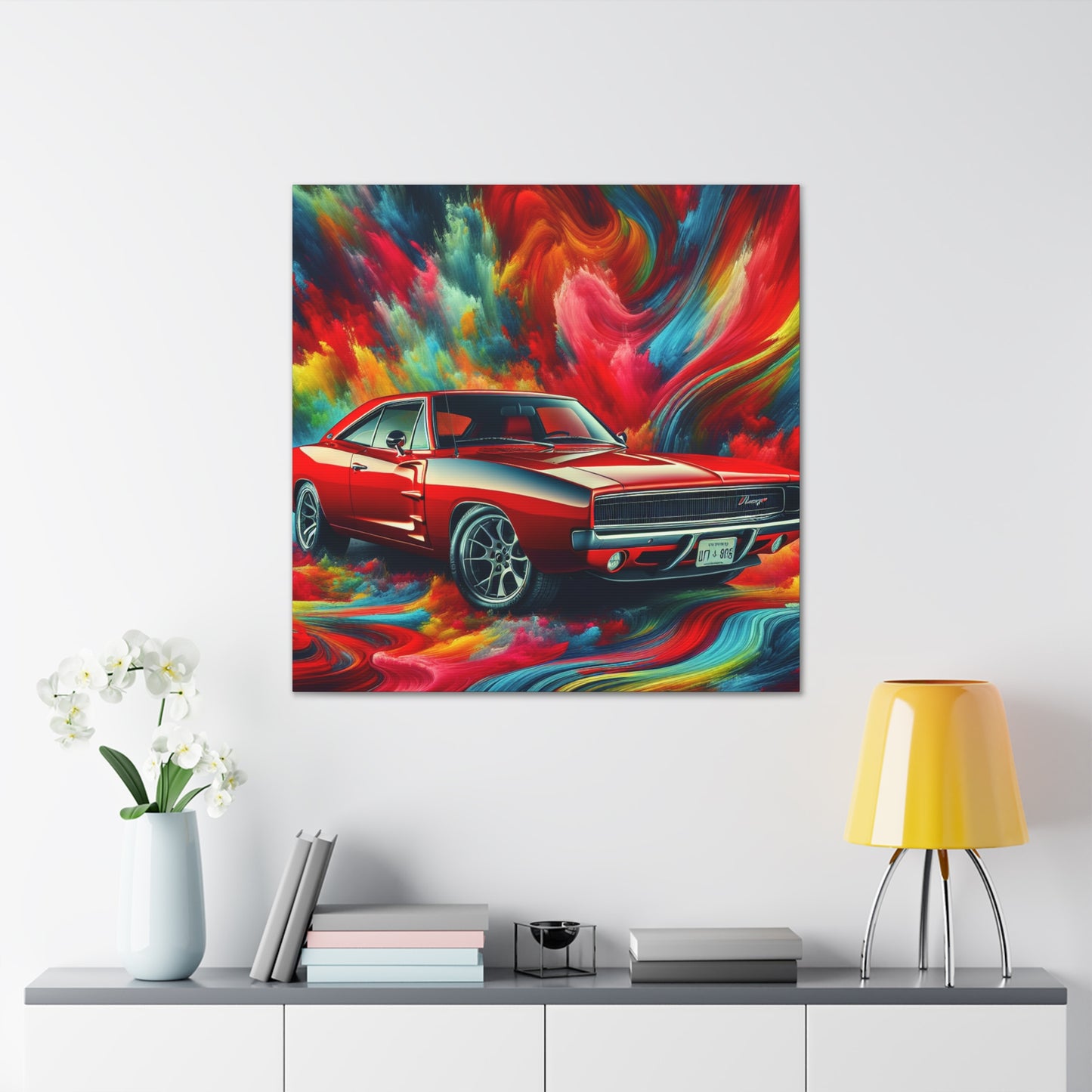 Dodge Charger Canva, Car enthusiasts Wall Art, Sports Car Painting, Home Decor, perfect gift for car lovers