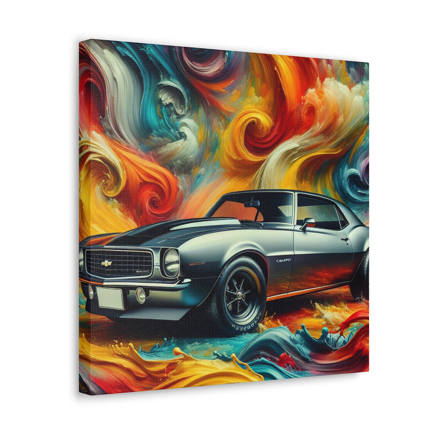 Chevrolet Camaro Artwork, Vintage Style Canva Painting - Perfect for Garage Decor, Car Enthusiasts, and Unique Home Decor Pieces