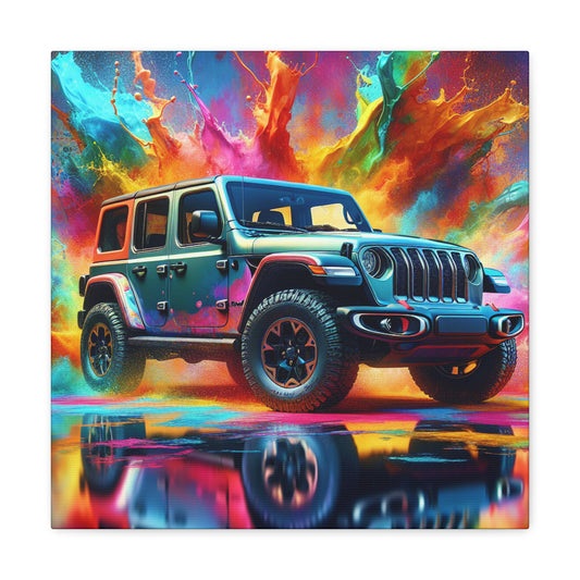 Jeep Wrangler Canva Painting - Wall Art, Unique Gift, Off-road Vehicle Lover, Jeep Art, Home Decor, Outdoor Adventure, Auto Enthusiast Canvas