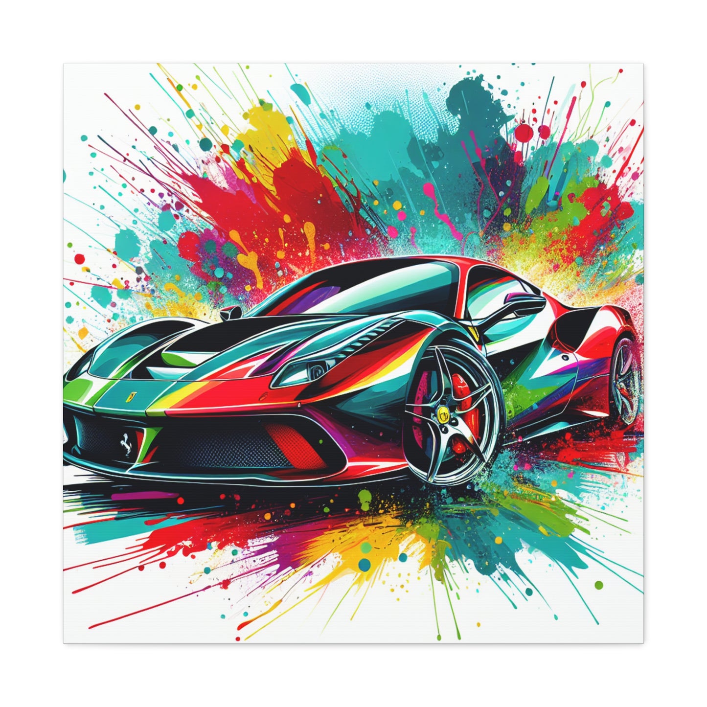 Ferrari Canva Painting, Luxury Sports Car Wall Art, Classic Red Ferrari Print, Home Office Decor, Perfect Gift for Car Enthusiasts