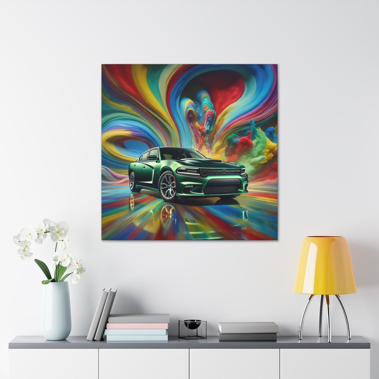 Dodge Charger Artwork - High Quality Car Canva Painting - Perfect Gift for Car Enthusiasts - Wall Decor for Man Cave