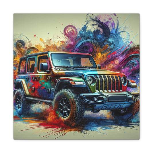 Jeep Wrangler Wall Art, Offroad SUV Themed Canva Painting, Authentic Car Design, Perfect Gift for Enthusiasts and Home Decor Lovers