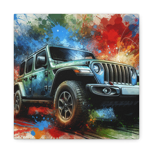 Jeep Wrangler Canva Art, Off-Road Adventure Wall Decor, Car Painting, Unique Gift for Jeep Lovers and Automobile Enthusiasts