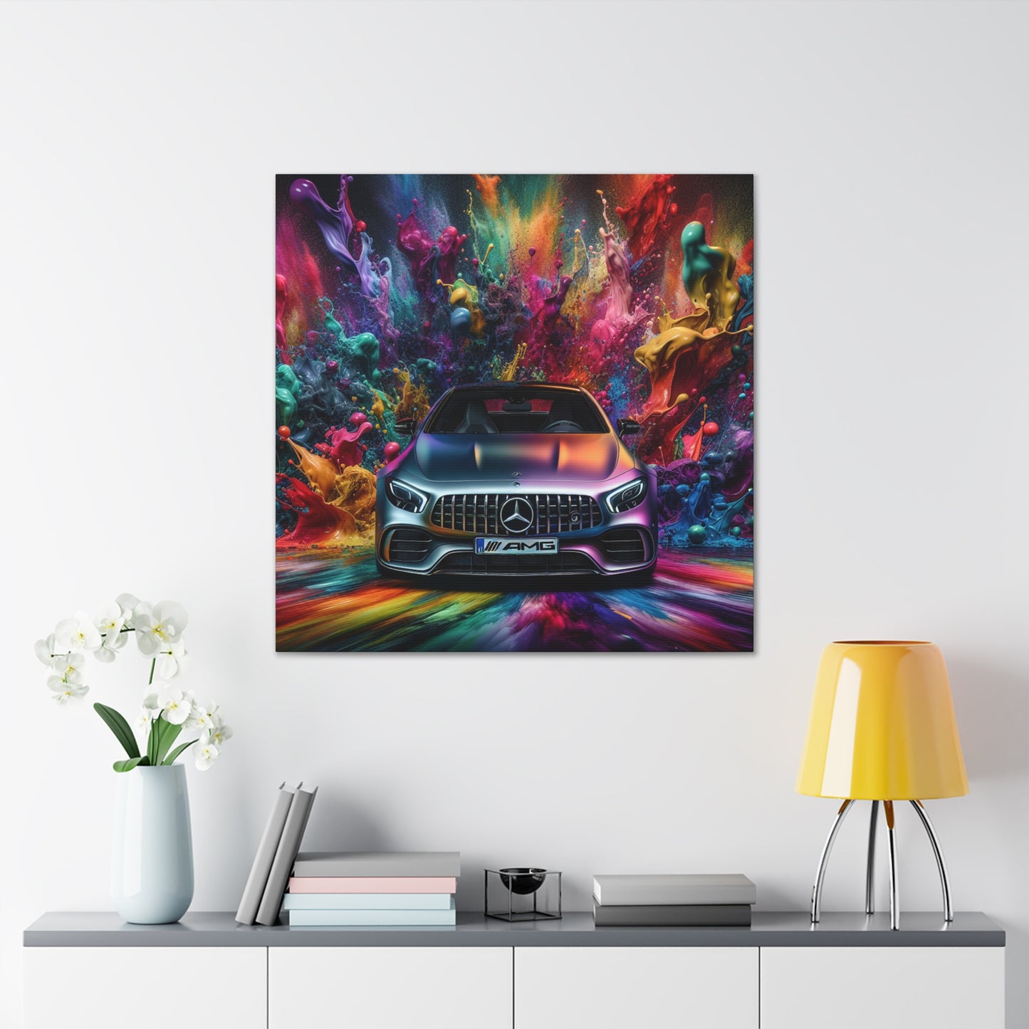 Luxury Mercedes AMG Canva Painting, Artistic Wall Decor for Car Enthusiasts, High Quality Print for Home and Office