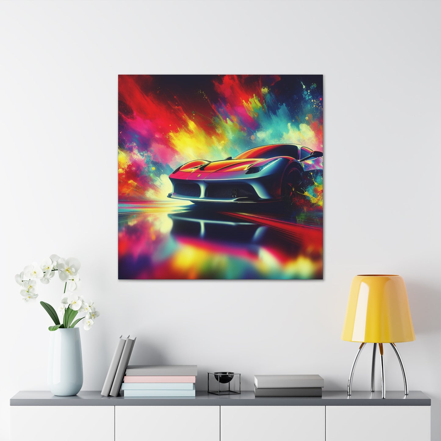 Ferrari Wall Art Canva Painting - Luxury Car Print, Sports Car Decor, Unique Gift for Car Enthusiast, Ideal for Home, Office or Man Cave