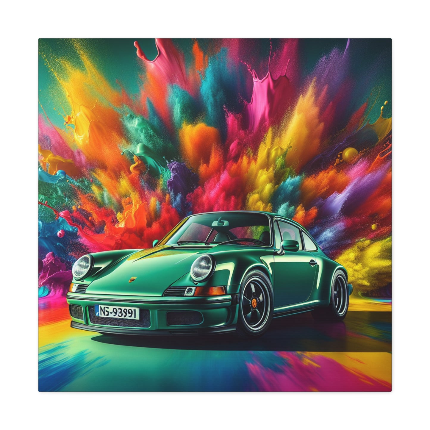 Vintage Porsche 911 Canva Painting, Car Art Wall Decor, Luxury Sports Car Print, Collectors Item, Bespoke Canva Artwork for Car Enthusiasts