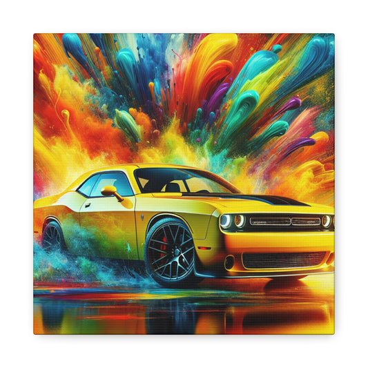 Vintage Dodge Challenger Car Art, Canva Painting for Office Decor, Garage Wall Art, Classic Car Print, Gift for Car Lover, Man Cave Decor