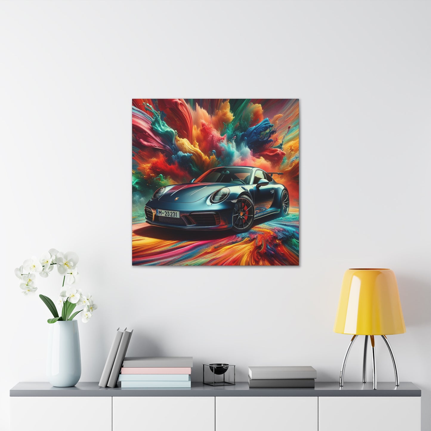 Porsche 911 Canva Painting - Handmade Wall Art, Sports Car Decor, Gift for Car Lovers and Collectors, Home and Office Décor