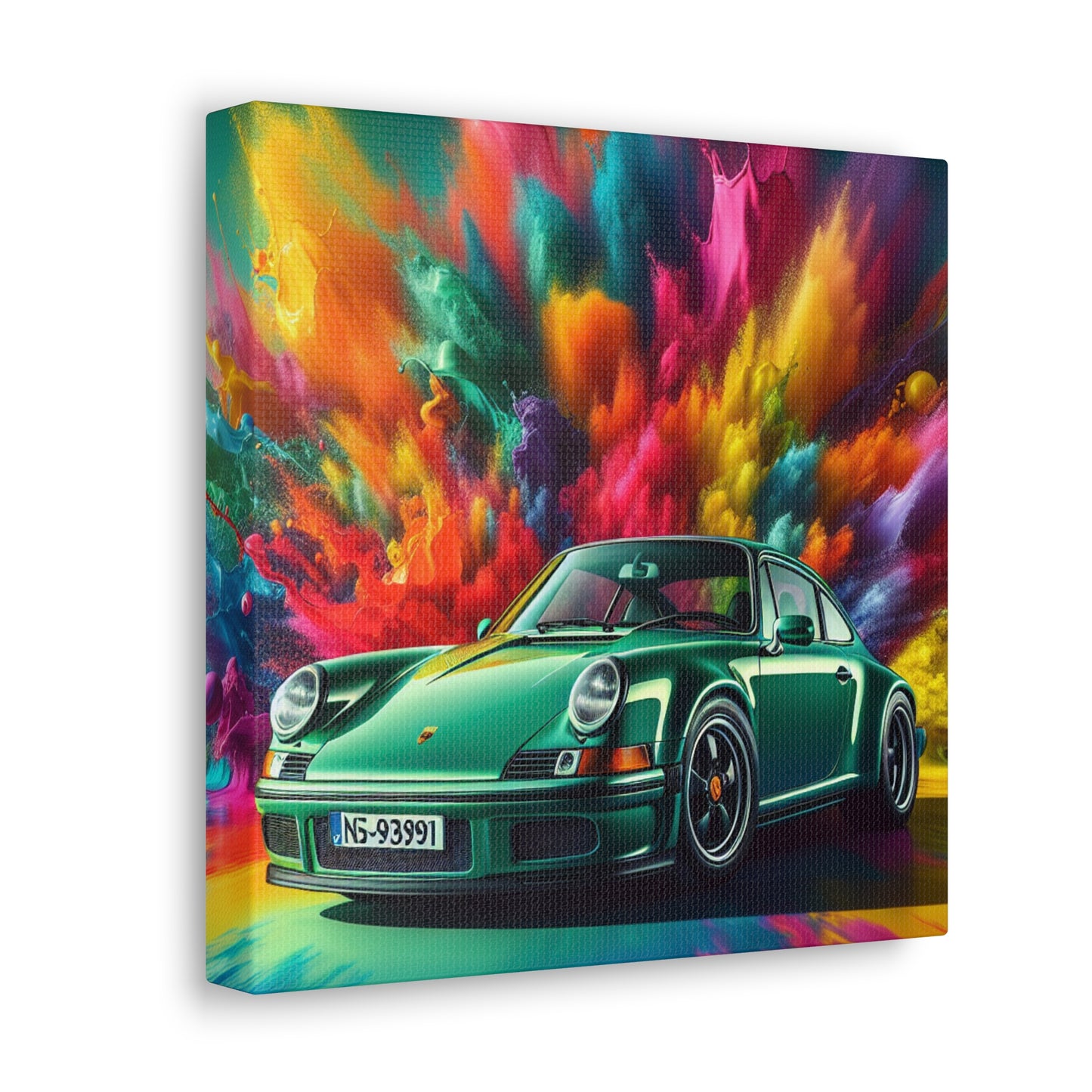 Vintage Porsche 911 Canva Painting, Car Art Wall Decor, Luxury Sports Car Print, Collectors Item, Bespoke Canva Artwork for Car Enthusiasts