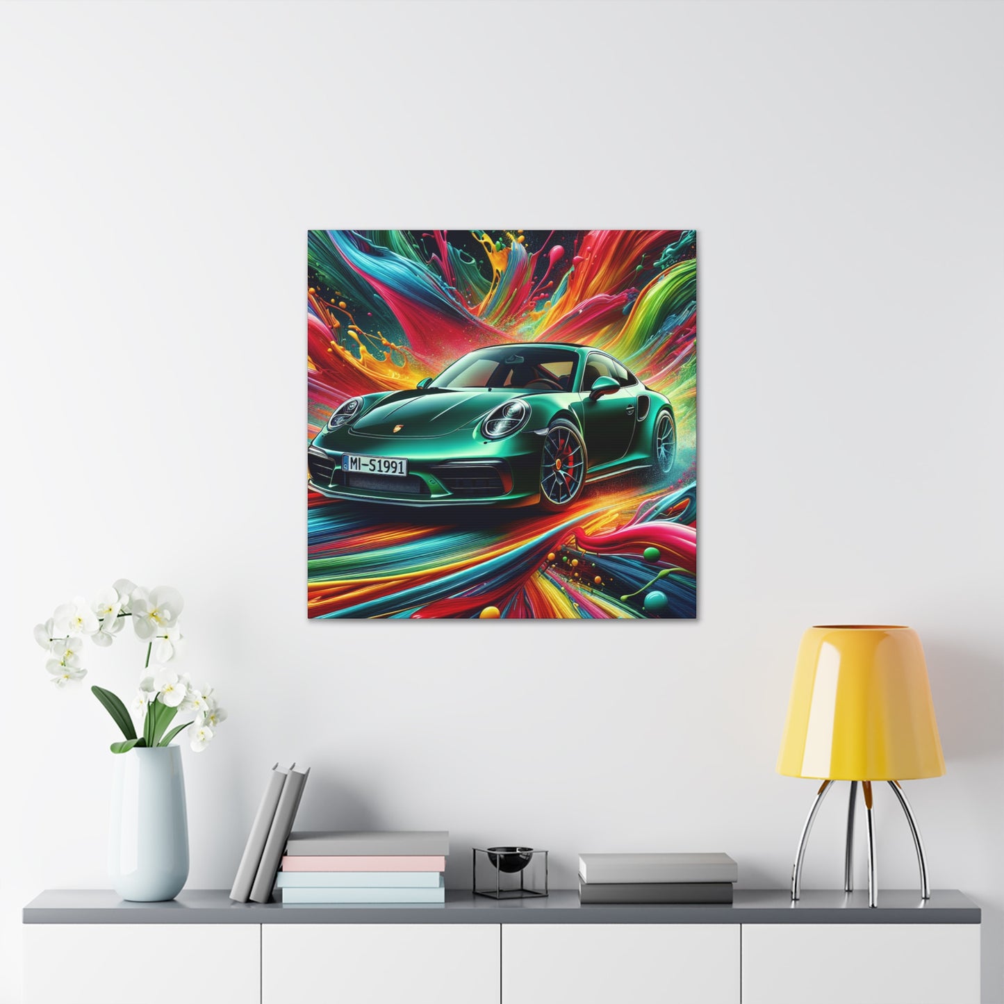 Porsche 911 Canva Art Print - Luxury Car Wall Decor, Sports Car Lover Gift, Exquisite Automobile Painting, High-Performance Vehicle Artwork