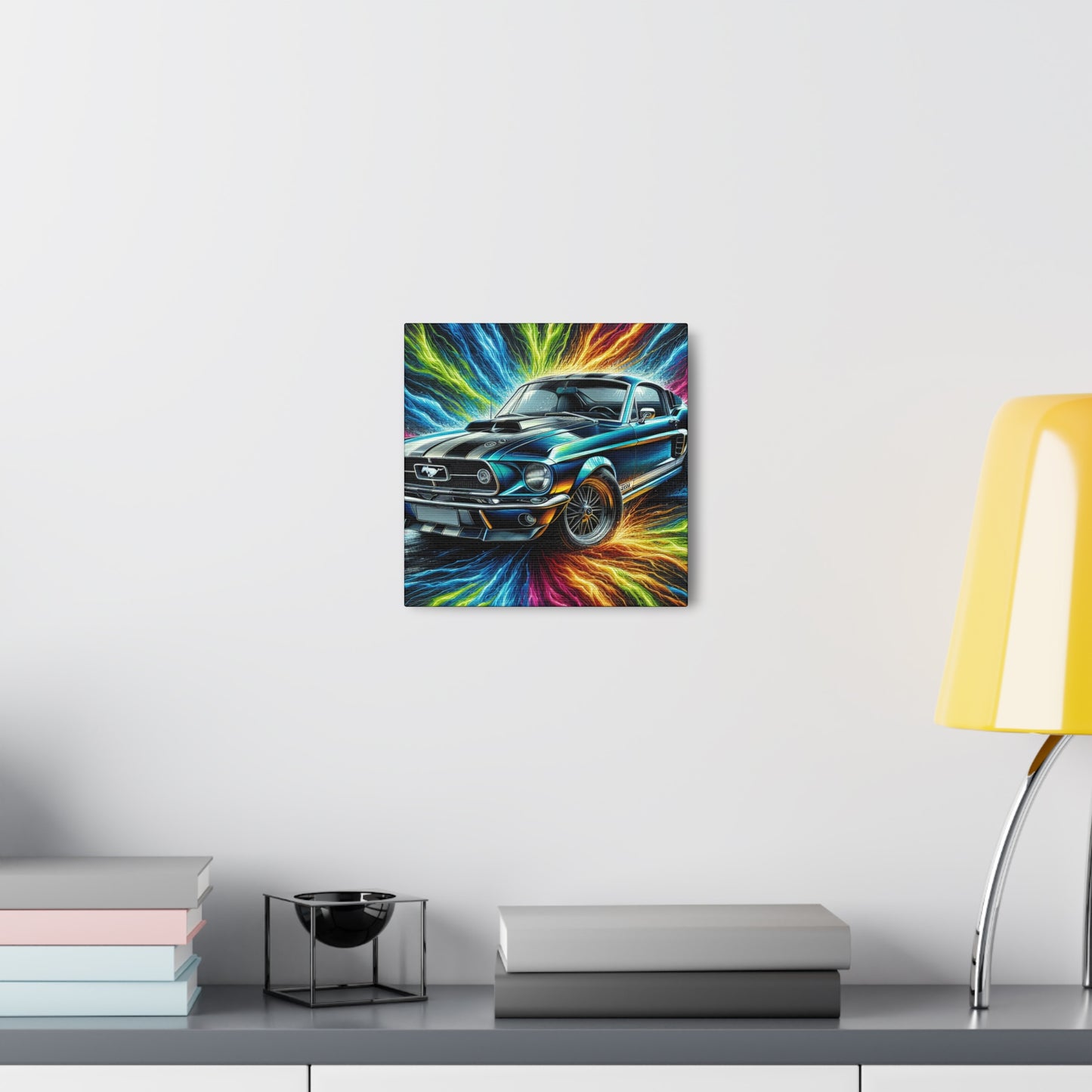Vintage Ford Mustang Wall Art, Hand-Painted Car Canva, Perfect Gift for Auto Enthusiasts, Collector's Item, Home or Office Decor