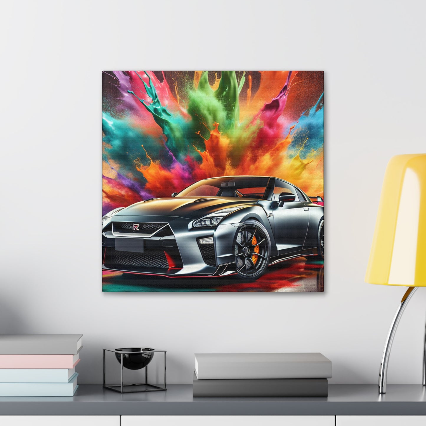 Nissan GT-R Canva Wall Art, Modern Sports Car Painting, Perfect Gift, Home or Office Decor, Auto Enthusiast Must-Have, Car Artwork