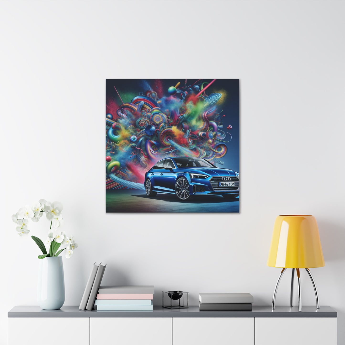 Audi A5 Canva Art, Luxury Car Wall Decor, Unique Gift for Motor Enthusiast, High-Quality Painting, Sleek Vehicle Home Decor