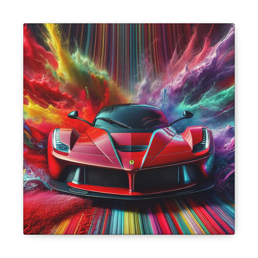 Ferrari Red Luxury Car Canva Painting - Vintage Style Art for Home Decor, Gift for Car Enthusiast and Luxury Auto Lovers