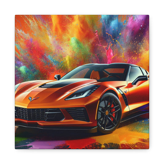 Chevrolet Corvette Wall Art - Handmade Canva Painting, Car Enthusiasts Decor, Classic Car Artwork, Vintage Automotive, Original Design Gift