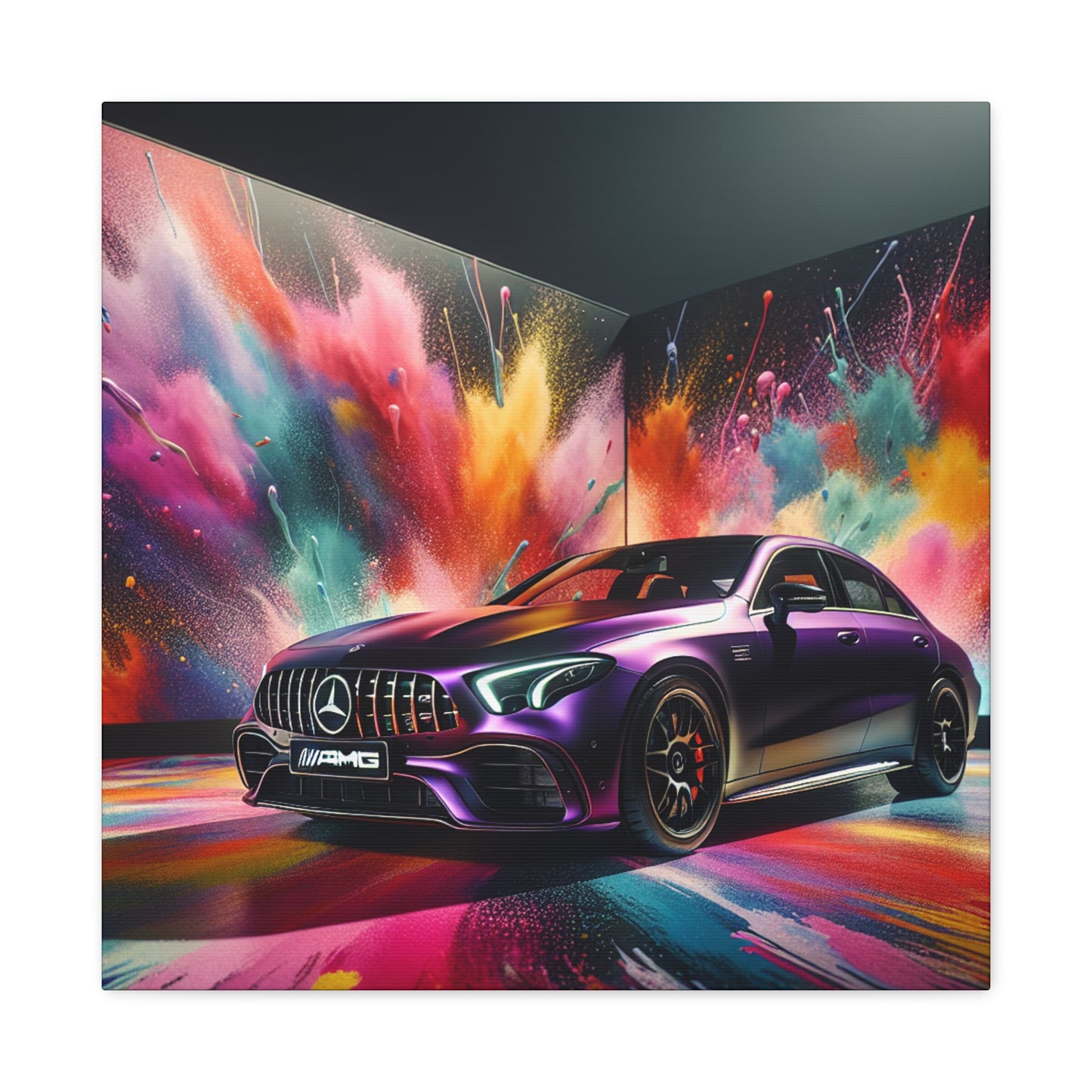 Mercedes AMG Wall Art, Handcrafted Canva Painting - Perfect for Auto Enthusiast, Car Decor, Man Cave, Home Office