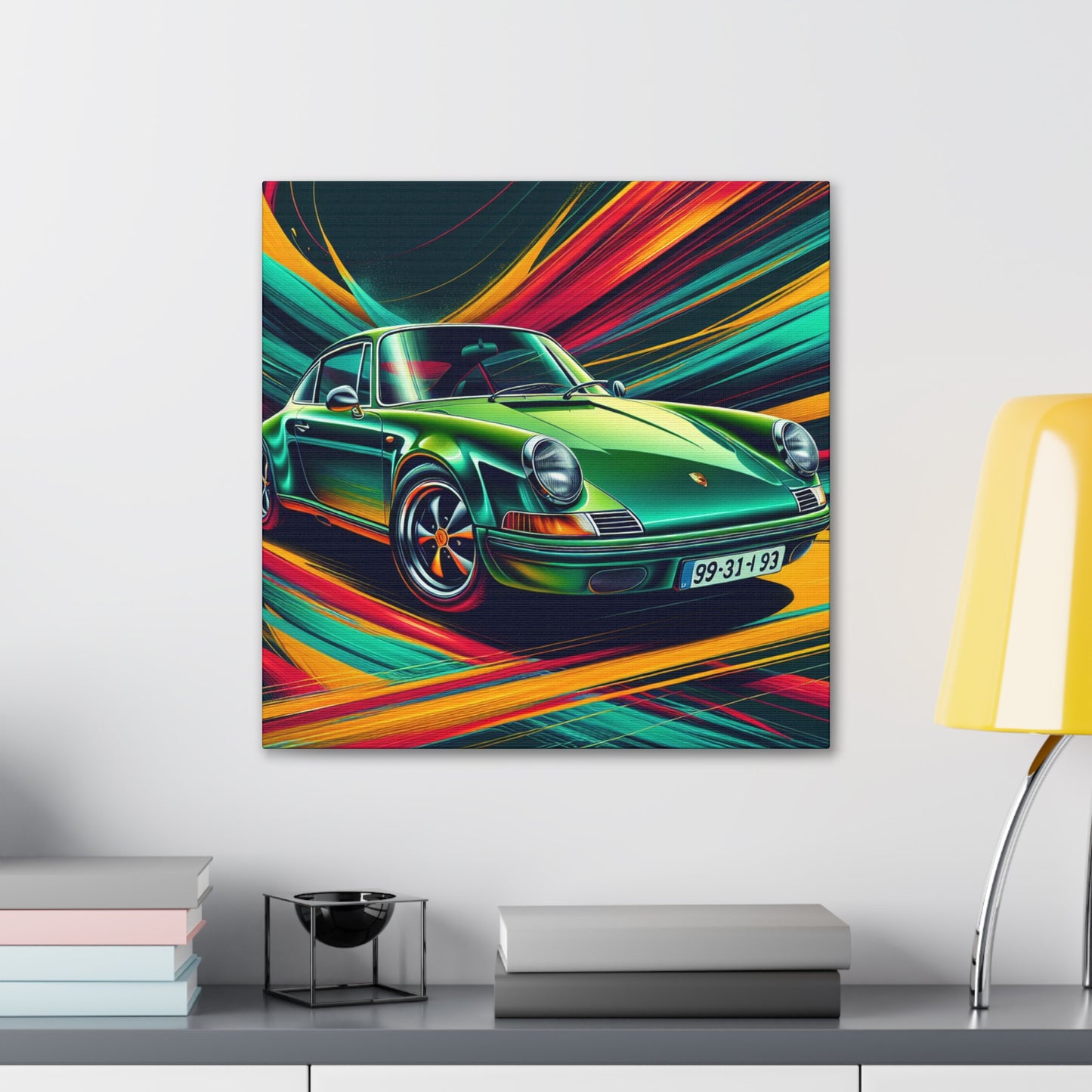 Porsche 911 Car Art Canva Painting, Handmade Wall Decor, Perfect Gift for Car Enthusiasts, Auto and Home Decorations