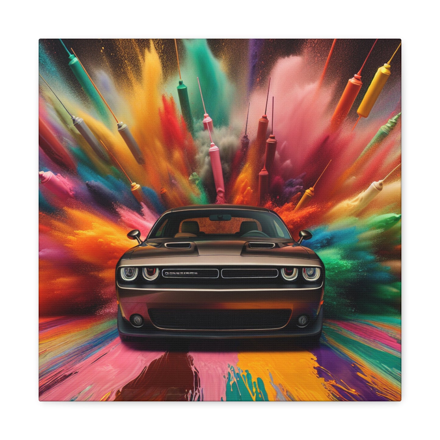 Dodge Challenger Car Art, Wall Decor Canva Painting, Unique Gift for Car Enthusiasts, Muscle Car Home Office Decoration, Automotive Art