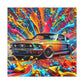 Vintage Ford Mustang Wall Art, Hand Painted Mustang Canvas Print, Classic Car Lover Gift, Home Office Decor, Man Cave Artwork, Collector Item