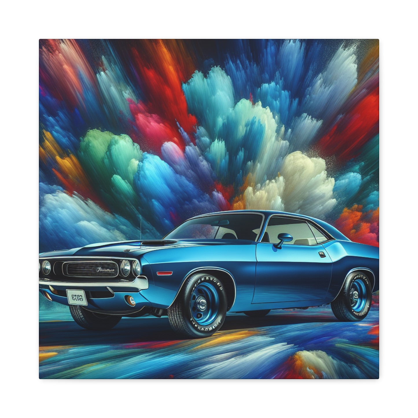 Dodge Challenger Wall Art, Car Themed Home Decor, High Quality Canva Painting, Classic Car Enthusiast Gift, Modern Garage Artwork