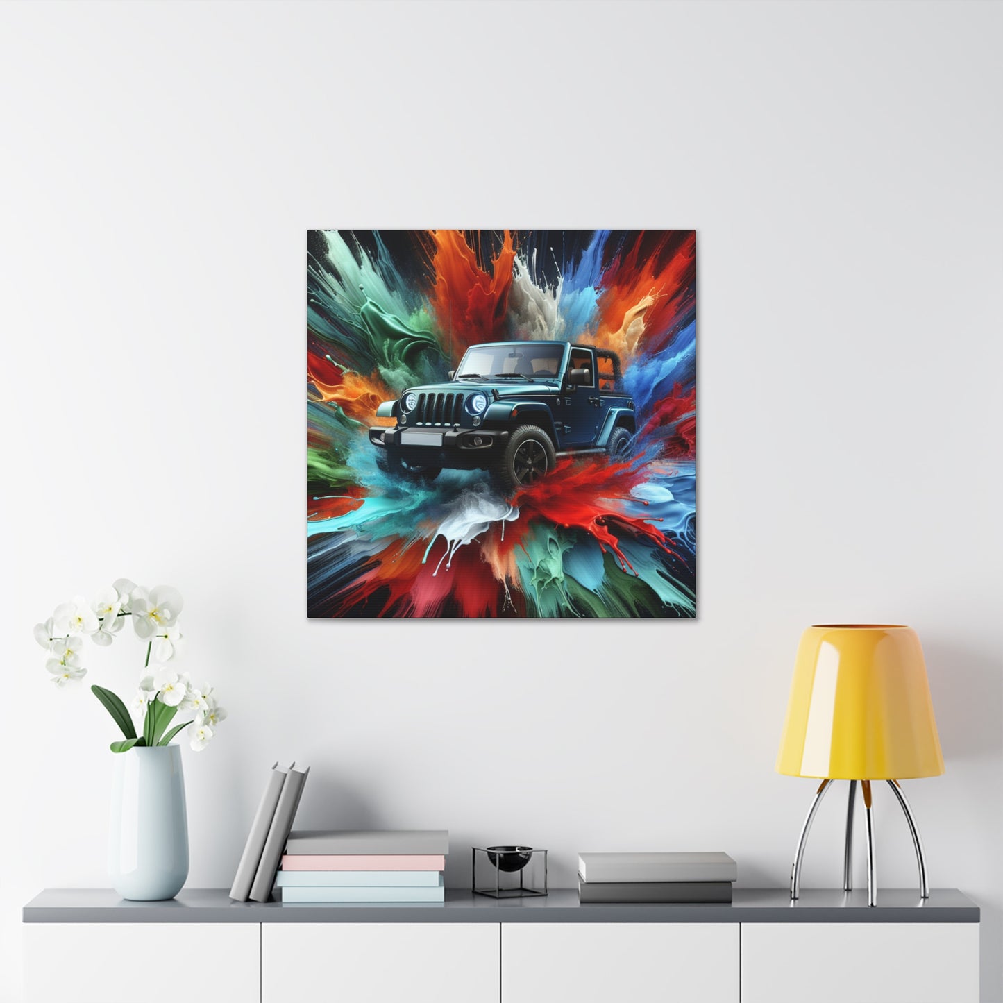Jeep Wrangler Wall Art - Canva Painting, Car Artwork, Off-Road Vehicle Decor, Vintage Style Gift for Jeep Enthusiasts and Home Decoration