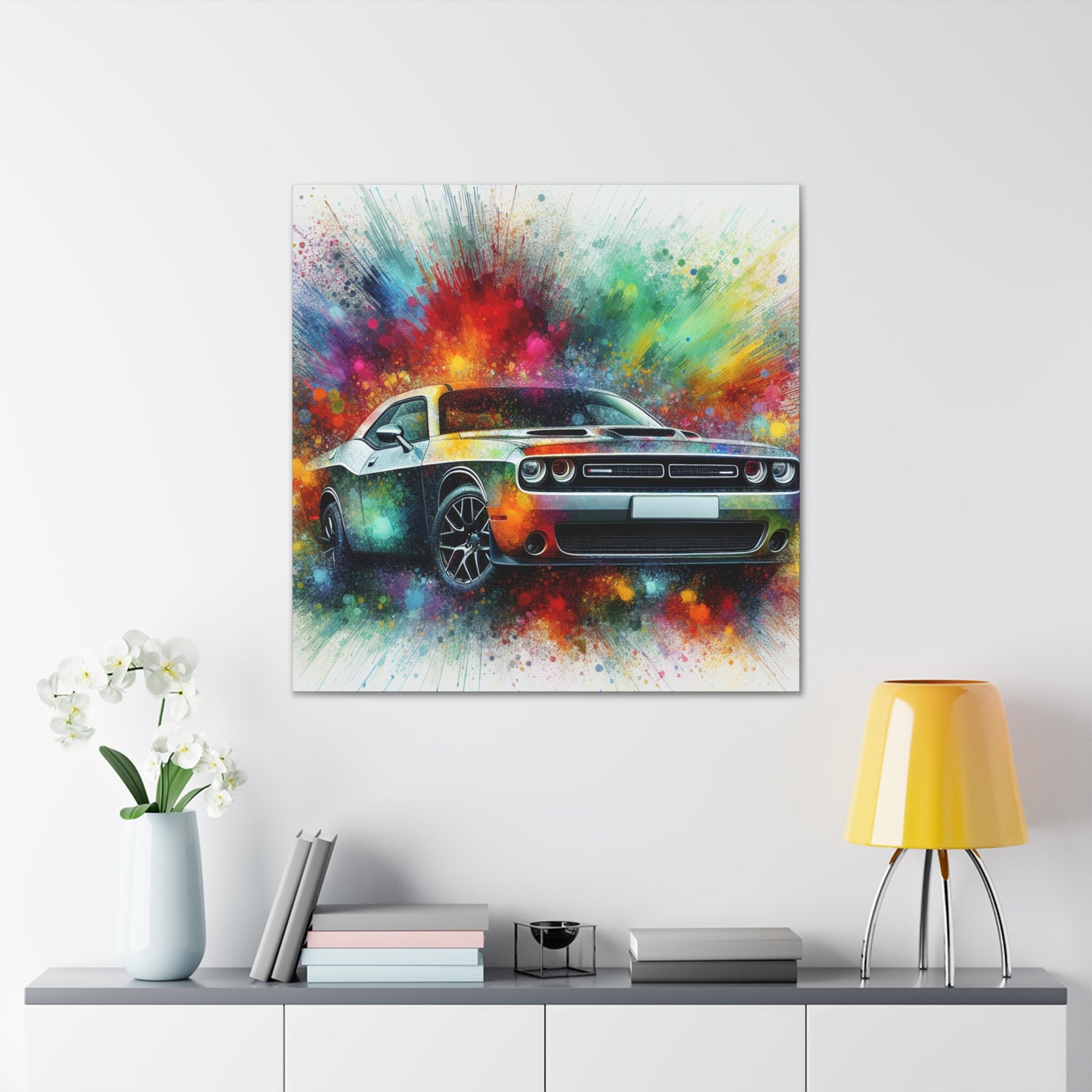 Dodge Challenger Canvas Wall Art, Car Print, Muscle Car Painting, Automotive Decor, Garage Artwork, Gift for Car Enthusiasts, Collectible Art