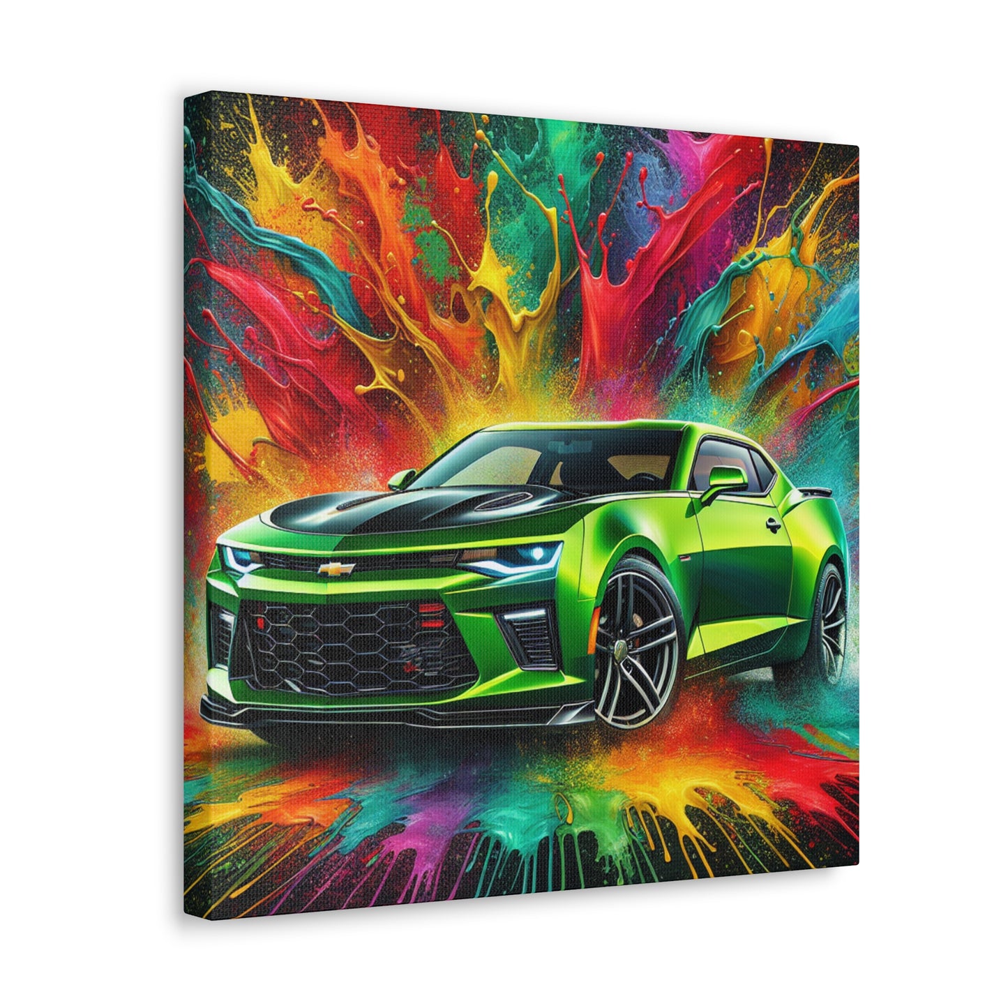 Chevrolet Camaro Artwork - Canva Painting, Wall Decor, Vintage Car Prints, Automotive Decor, Classic Car Lover - Ideal Gift for Car Enthusiasts