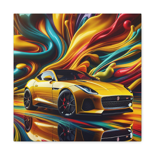 Jaguar F-Type Car Canva Painting, Handmade Wall Art Decor, Perfect Gift for Car Enthusiast, Automobile Collectors, and Home Decor Lovers